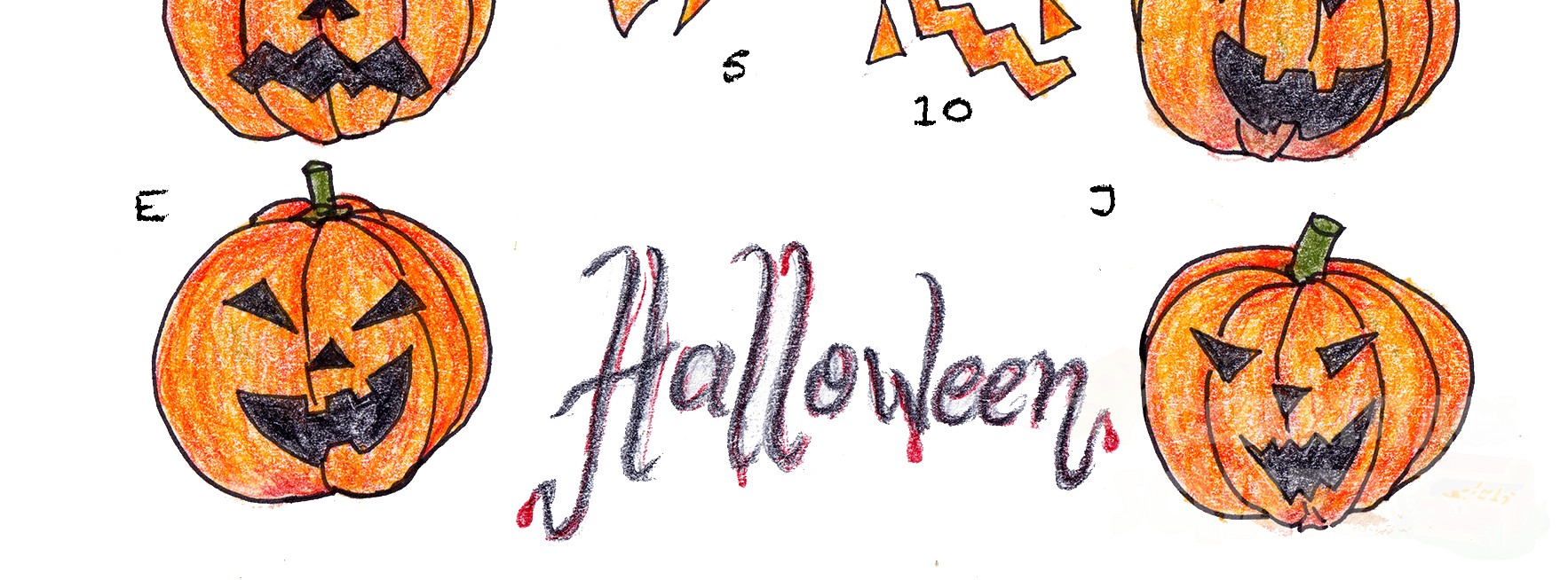Ein Ausschnitt aus dem Kürbisrätsel mit dem Schriftzug Halloween
